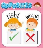 Opposite words for right and wrong vector