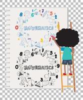 Doodle math formula on notebook page with kid vector