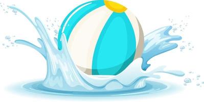 A water splash with ball on white background vector