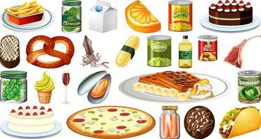 Set of different foods vector