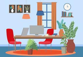 Workplace interior in flat design concept