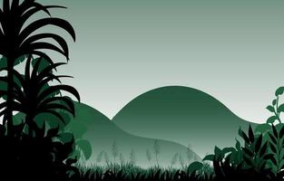 silueta, sombra, de, bosque, escena vector