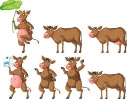 Set of different milk cows in cartoon style vector