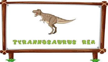 plantilla de marco con dinosaurios y diseño de tiranosaurio rex de texto dentro vector