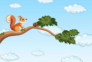 Cute squirrel standing on branch vector