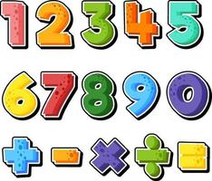 Counting number 0 to 9 and math symbols vector