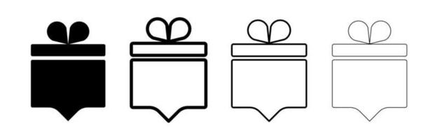 Square gift wrap icon with space for speech. Box with a lid. Gift wrap location. Similar sets of various speech buttons. Editable drawing. Vector on a white background.