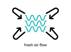 Fresh air flow icon. This symbol is the refrigerator and air conditioning symbol. Colorful refrigerator button icon. Editable Stroke. Logo, web and app. vector