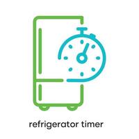 Refrigerator timer and clock icon. This symbol is the symbol of the refrigerator. Colorful refrigerator button icon. Editable Stroke. Logo, web and app. vector