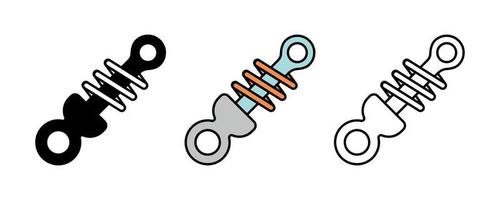 Suspension and spring icon set of vehicles. Car parts line icons. Automobile manufacturing icon set. Silhouette, colorful and linear set. vector