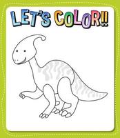 Worksheets template with lets color text and dinosaur outline vector