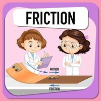 Scientist kids doing friction experiment vector