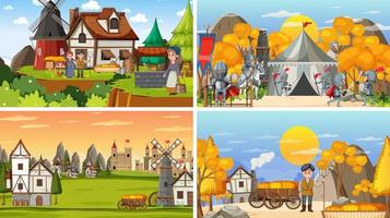 Set of different scene medieval vector