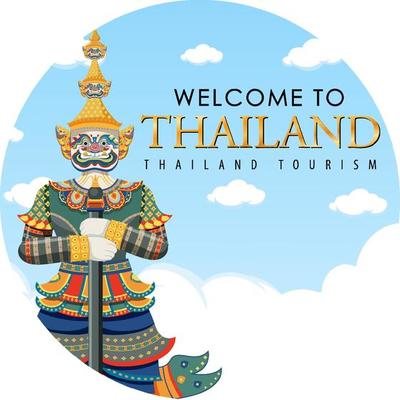 Giant demons Thailand attraction and landscape icon in circle template