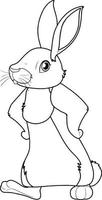 Rabbit doodle outline for colouring vector