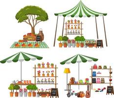 Flea market concept with set of different stores vector