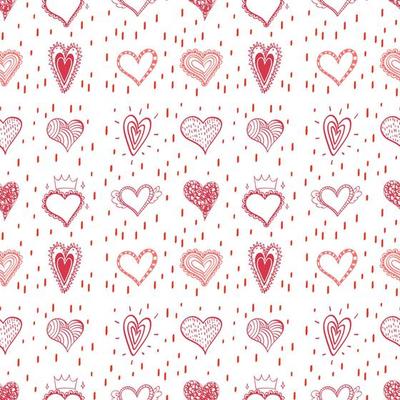 Seamless red doodle heart pattern