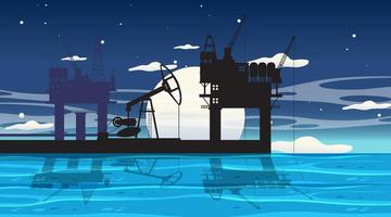 concepto de la industria petrolera con plataforma petrolera en alta mar