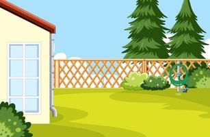 Scene of backyard with a fence vector