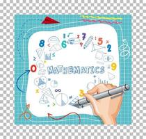 Hand writing math formula on paper note with grid background