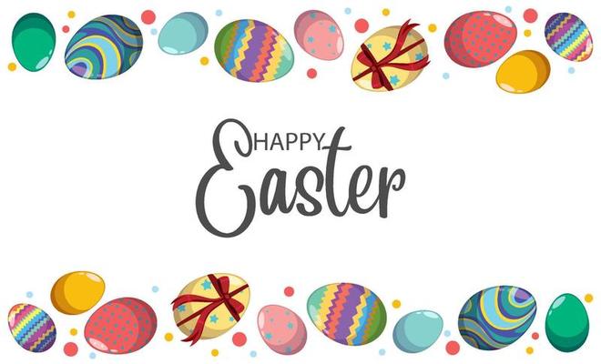 Happy Easter design with decorated eggs