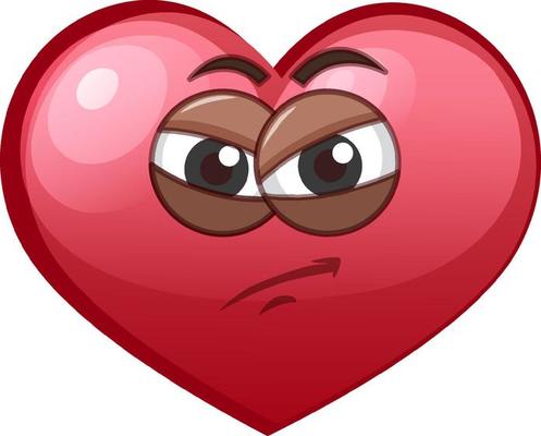 Angry heart emoticon on white background