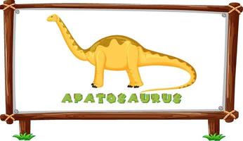 plantilla de marco con dinosaurios y diseño de apatosaurio de texto dentro vector