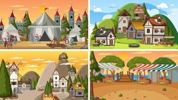 Set of different scene medieval vector