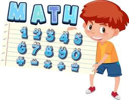 Counting number 0 to 9 and math symbols vector