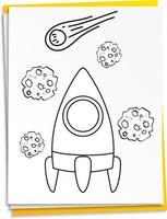 Hand drawn rocket on paper vector