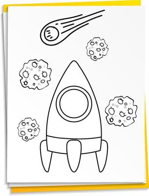 Hand drawn rocket on paper