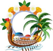 Indian theme with people rowing boat vector