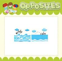 Education word card of English opposites word vector