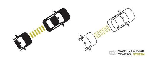 Car security systems icon design. The adaptive cruise control symbol will follow the vehicle ahead. Maintaining the following distance. Editable line icon. vector