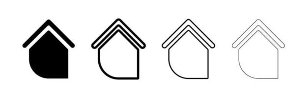 Home location label. House icon with speech bubble. Various houses. Editable drawing. Icon set of various thicknesses. Vector on a white background.