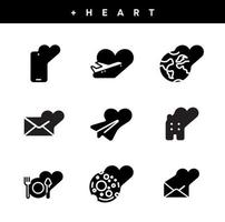 Heart related icon line. The plane from the heart, the letter, the world, etc. Silhouette icon set. Creative simple various heart icons for your web mobile app logo design. Editable vector stroke.