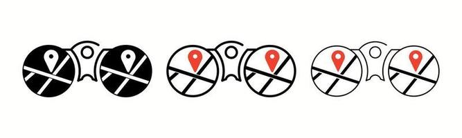 Binoculars and location line icons set. Such Icons include things like looking at the route from the center of the binoculars. Colorful binoculars and location icon set. Editable Stroke. Logo, web. vector