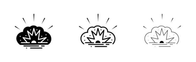 Nuclear explosion shot icon from the ground up. Editable line vector. Flash shock wave. Modern style trendy explosion icon. Template for application, user interface and logo, vector illustration.