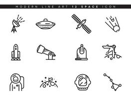 Space icon set. These icons are space related symbols. Isolated on white. Editable line. Space Icon, Space sign, symbol line vector. vector