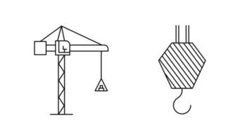 conjunto de grúas de construcción. icono de ingeniería. grúa de construcción sobre fondo blanco. conjunto de ilustraciones vectoriales de arte. conjunto de líneas editables. conjunto de iconos de línea de construcción y construcción. vector