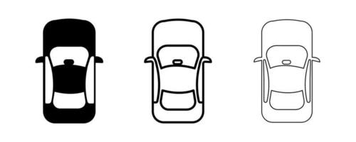 dibujo del vehículo en la vista superior. icono de línea editable. ilustración vectorial simple de una vista superior del icono del coche. silueta de sedán sobre fondo blanco. vector