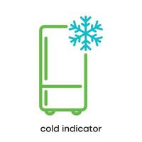 Refrigerador frío, glaseado y icono de aire acondicionado. indicador de frío. este símbolo es el símbolo del refrigerador. colorido icono del botón del refrigerador. trazo editable. logotipo, web y aplicación. vector