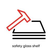 Safety glass icon. Safe and protected glass shelf. This symbol is the refrigerator and air conditioning symbol. Colorful refrigerator button icon. Editable Stroke. Logo, web and app. vector