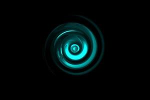 Glowing teal vortex with light ring on black backdrop, abstract background photo