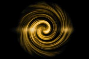 Glowing spiral tunnel with light gold fog on black background photo