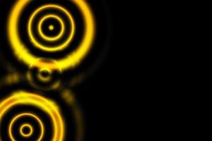Orange overlapping circles with sound waves oscillating on black backdrop, abstract background photo