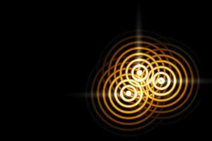 Abstract light background, gold sound waves oscillating with circle ring photo