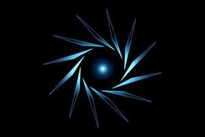 Abstract blue tunnel with wireframe triangle element on black background photo