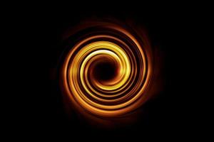 túnel espiral brillante con niebla naranja sobre fondo negro foto