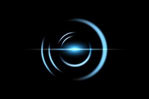 círculo azul de fuegos artificiales. luces brillantes en movimiento en el cielo negro. anillo de fuego, fondo abstracto foto